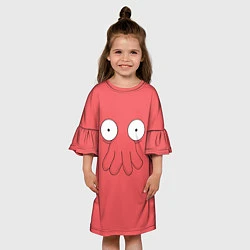 Платье клеш для девочки Лицо Зойдберга, цвет: 3D-принт — фото 2