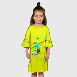Платье клеш для девочки Волейбол, цвет: 3D-принт — фото 2