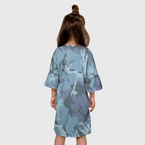Детское платье Камуфляж: голубой/синий / 3D-принт – фото 4