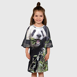 Платье клеш для девочки Панда кушает, цвет: 3D-принт — фото 2