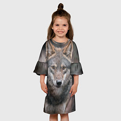Платье клеш для девочки Волк - санитар леса, цвет: 3D-принт — фото 2