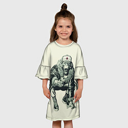 Платье клеш для девочки Обезьяна с пистолетом, цвет: 3D-принт — фото 2