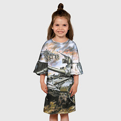 Платье клеш для девочки Танковый бой, цвет: 3D-принт — фото 2