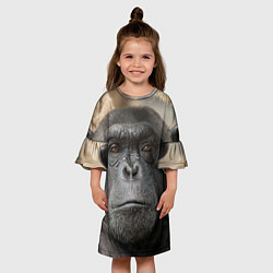 Платье клеш для девочки Глаза гориллы, цвет: 3D-принт — фото 2
