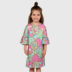Платье клеш для девочки Пончики, цвет: 3D-принт — фото 2