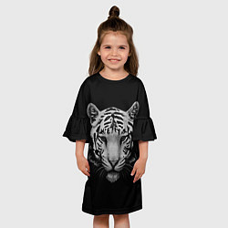 Платье клеш для девочки Серый тигр, цвет: 3D-принт — фото 2