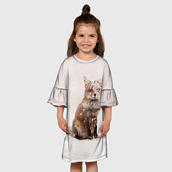Платье клеш для девочки Снежная лисица, цвет: 3D-принт — фото 2