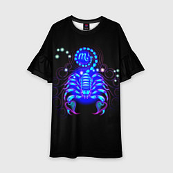 Платье клеш для девочки Космический Скорпион, цвет: 3D-принт