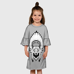 Платье клеш для девочки Indian wolf, цвет: 3D-принт — фото 2