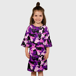 Платье клеш для девочки Камуфляж: фиолетовый/розовый, цвет: 3D-принт — фото 2