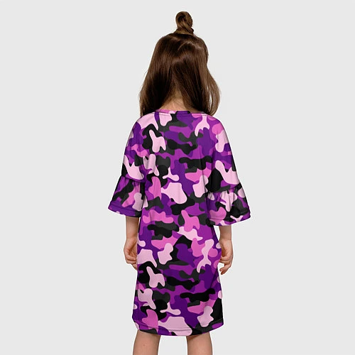 Детское платье Камуфляж: фиолетовый/розовый / 3D-принт – фото 4