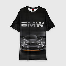 Платье клеш для девочки BMW серебро, цвет: 3D-принт