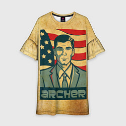 Платье клеш для девочки Archer USA, цвет: 3D-принт