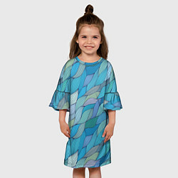 Платье клеш для девочки Волны, цвет: 3D-принт — фото 2