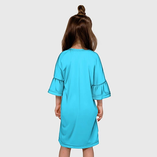 Детское платье Эмодзи / Смайл (голубой цвет) / 3D-принт – фото 4