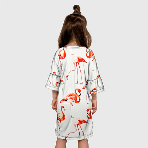 Детское платье Оранжевые фламинго / 3D-принт – фото 4