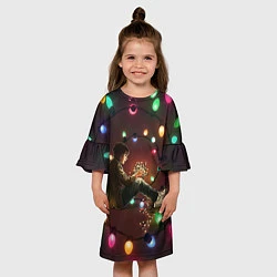Платье клеш для девочки Парень с лампочками, цвет: 3D-принт — фото 2