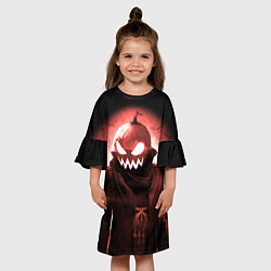 Платье клеш для девочки Зловещая тыква, цвет: 3D-принт — фото 2