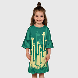Платье клеш для девочки Африканские жирафы, цвет: 3D-принт — фото 2