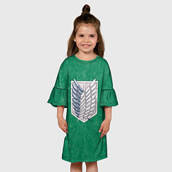 Платье клеш для девочки АТАКА ТИТАНОВ Зеленый фон, цвет: 3D-принт — фото 2