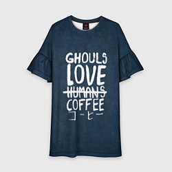 Платье клеш для девочки Ghouls Love Coffee, цвет: 3D-принт