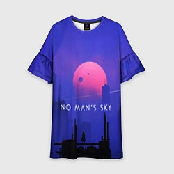 Платье клеш для девочки No Man's Sky: Night, цвет: 3D-принт