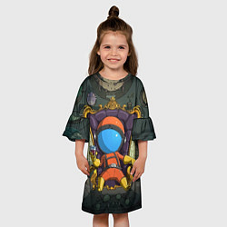 Платье клеш для девочки Космонавт и виски, цвет: 3D-принт — фото 2
