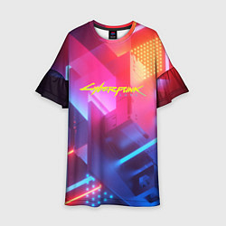 Платье клеш для девочки Cyberpunk 2077: Neon Style, цвет: 3D-принт