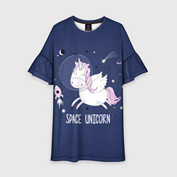 Платье клеш для девочки Space unicorn, цвет: 3D-принт