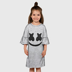 Платье клеш для девочки Marshmello: Grey Face, цвет: 3D-принт — фото 2