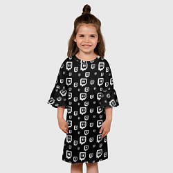 Платье клеш для девочки Twitch: Black Pattern, цвет: 3D-принт — фото 2