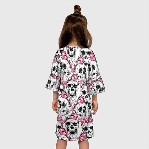 Детское платье Черепа в розовых платках / 3D-принт – фото 4