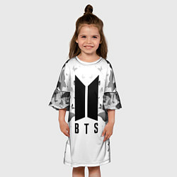 Платье клеш для девочки BTS: Grey Butterflies, цвет: 3D-принт — фото 2