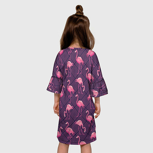 Детское платье Фиолетовые фламинго / 3D-принт – фото 4