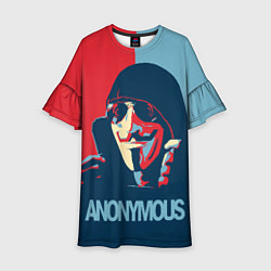 Платье клеш для девочки Anonymous поп арт мем, цвет: 3D-принт