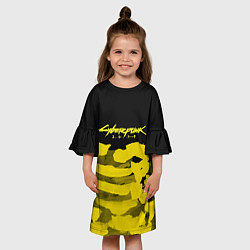Платье клеш для девочки Cyberpunk 2077: Black & Yellow, цвет: 3D-принт — фото 2