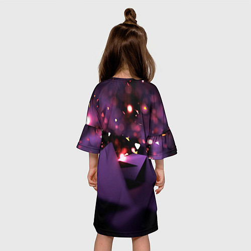 Детское платье Фиолетовая абстракция с блестками / 3D-принт – фото 4
