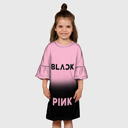 Платье клеш для девочки Blackpink - розово-черный, цвет: 3D-принт — фото 2