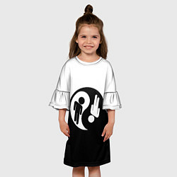 Платье клеш для девочки Billie Eilish: Yin-Yang, цвет: 3D-принт — фото 2