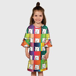 Платье клеш для девочки Woman Yelling at Cat, цвет: 3D-принт — фото 2