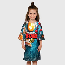 Платье клеш для девочки Brawl Stars новогодний, цвет: 3D-принт — фото 2