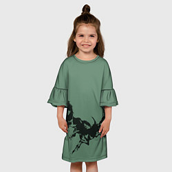 Платье клеш для девочки Черные кони, цвет: 3D-принт — фото 2
