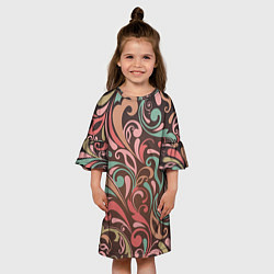 Платье клеш для девочки Узор хохломы, цвет: 3D-принт — фото 2