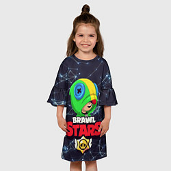 Платье клеш для девочки Brawl Stars - Leon, цвет: 3D-принт — фото 2