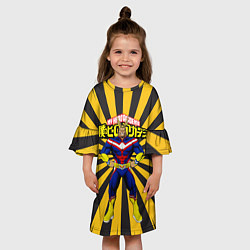 Платье клеш для девочки MY HERO ACADEMIA желтые полосы, цвет: 3D-принт — фото 2