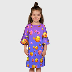 Платье клеш для девочки Очень много эмодзи цвета 3D-принт — фото 2