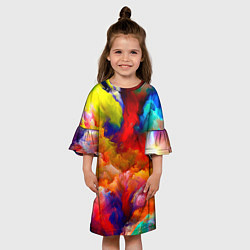 Платье клеш для девочки Битва красок, цвет: 3D-принт — фото 2
