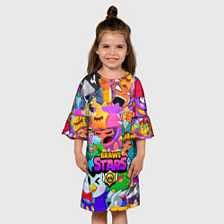 Платье клеш для девочки BRAWL STARS SANDY, цвет: 3D-принт — фото 2