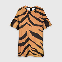 Платье клеш для девочки Тигриный камуфляж, цвет: 3D-принт