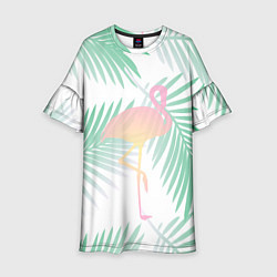 Платье клеш для девочки Фламинго в джунглях, цвет: 3D-принт